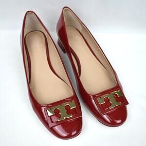 Tory Burch Red Patent Leather Logo Ballet Flats